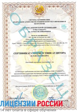 Образец сертификата соответствия аудитора №ST.RU.EXP.00014299-1 Белореченск Сертификат ISO 14001